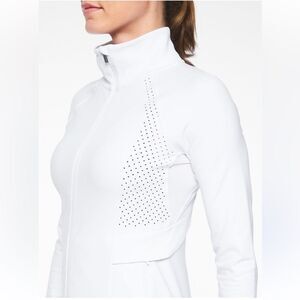 Athleta L White Chakra Jacked Powervita Mesh Details Full Zip